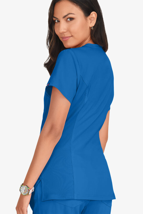 koi Lite&trade; Serenity Women's 4-Pocket Double Zipper Scrub Top - Royal - 4