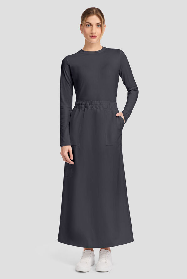 Cherokee Workwear Originals Ultra Women's 3-Pocket Pull-On Maxi Scrub Skirt - Pewter - 5