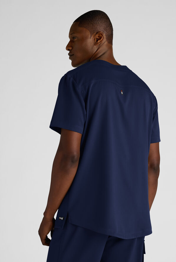 Camisa m&eacute;dica Grey's Anatomy&trade; by Barco Emerge Rhodes STRETCH estilo Henley con cuello redondo y 1 bolsillo para hombre - Indigo - 4