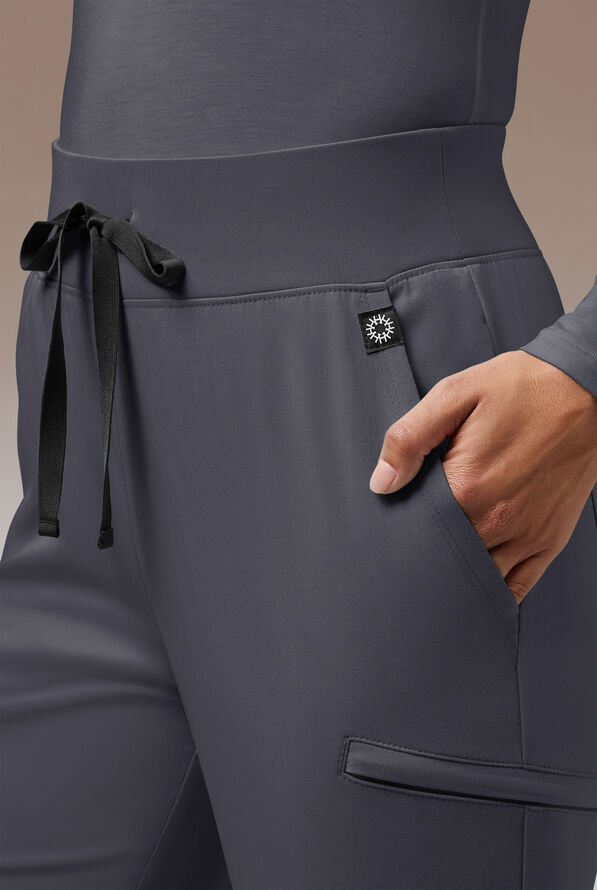 Patanl&oacute;n m&eacute;dico Hypothesis Meta FL de tiro alto con piernas acampanadas y 7 bolsillos para mujer - Pewter - 3