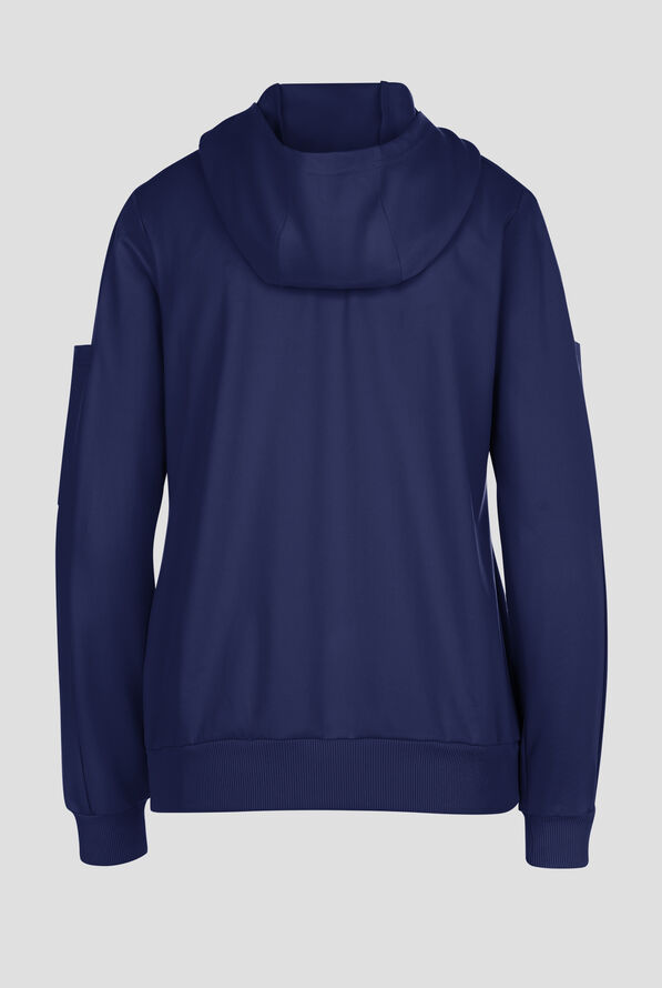 Wink Renew Knit Women's 4-Pocket STRETCH Front Zip Scrub Hoodie Jacket - Navy - 2