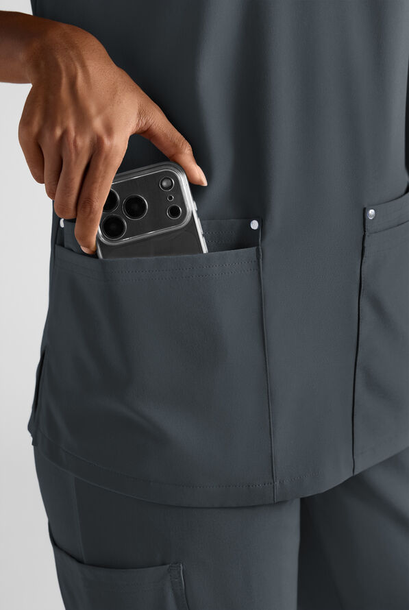 Easy STRETCH Women's 8-Pocket Scrub Set - Petite - Pewter - 5