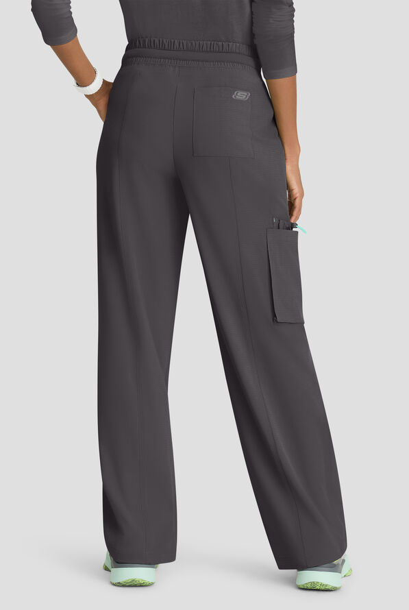 Skechers by Barco Ripstop Scout Women's 5-Pocket STRETCH Cargo Wide Leg Scrub Pants - Petite - Pewter - 3
