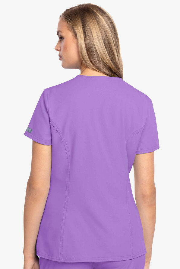Med Couture Insight Women's 3Pocket Zipper Round Neck Scrub Top, Nursing Scrubs