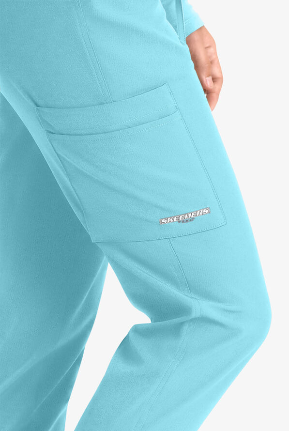 Pantalón médico Skechers by Barco STRETCH estilo cargo jogger con 4 bolsillos para mujer - Poolside Blue - 2