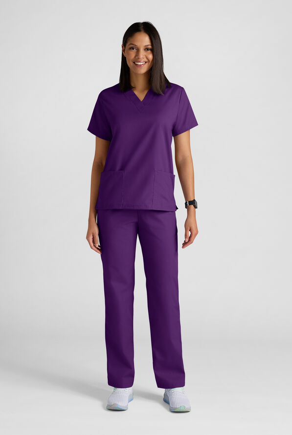 Strictly Scrubs Women's 4-Pocket Scrub Set - Eggplant - 2