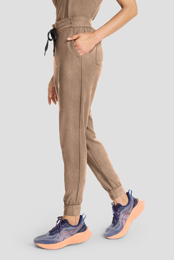 Healing Hands Quest Women's 5-Pocket STRETCH Drawstring Jogger Scrub Pant - Desert Taupe - 1