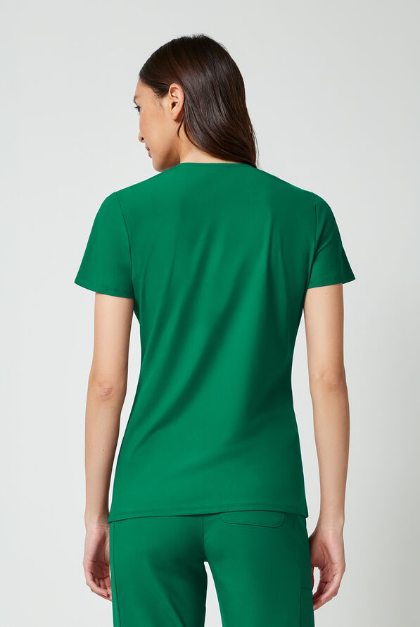 Blusa m&eacute;dica Infinity PURSUIT STRETCH con cuello en V y 2 bolsillos para mujer - Retro Green - 4