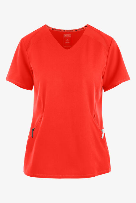 Infinity GNR8 Women's 1-Pocket STRETCH Rib-Knit Rounded V-Neck Scrub Top