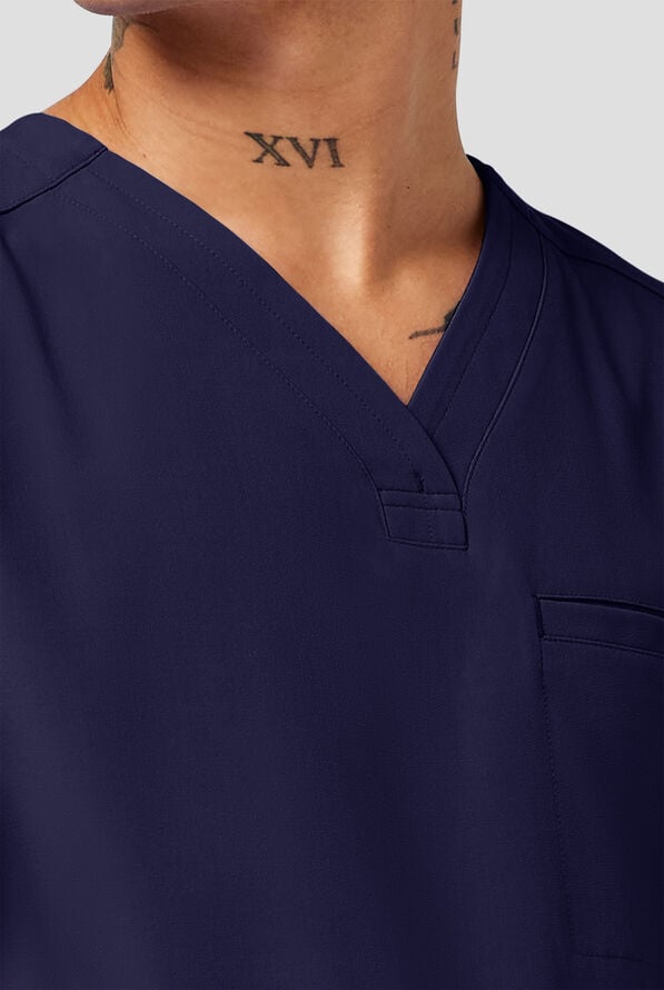 Camisa m&eacute;dica Healing Hands Quest Avery STRETCH con 4 bolsillos y cuello en Y para hombre - Navy - 3