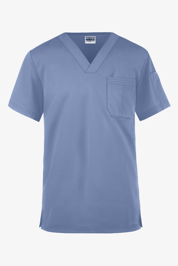 Strictly Scrubs Men's 4-Pocket V-Neck Scrub Top - Ceil Blue - 1