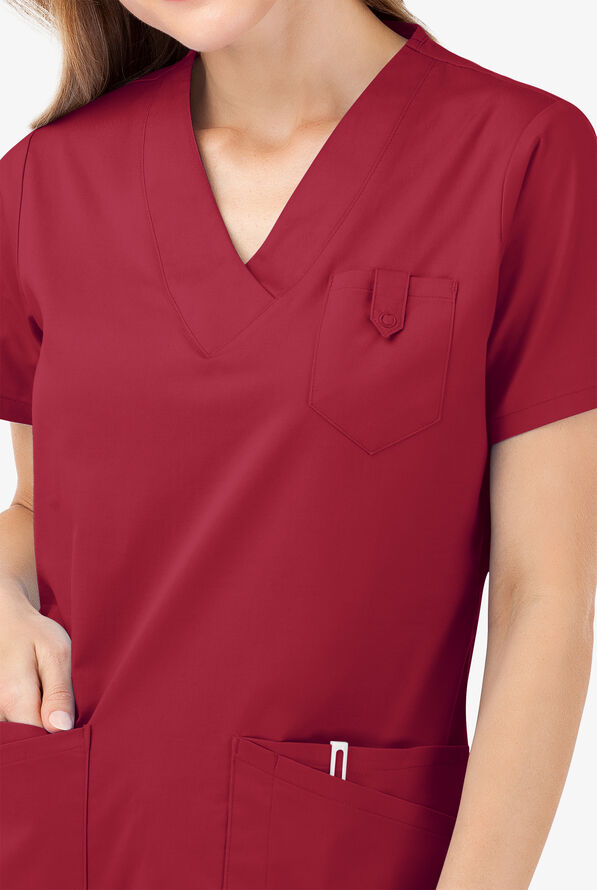 Butter-Soft STRETCH Women's 6-Pocket V-Neck Scrub Top - Ruby - 3