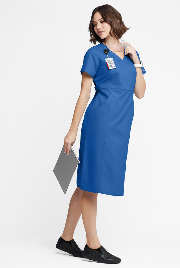 Butter-Soft Originals Women's 4- Pocket V-Neck Empire Waist Dress - Royal - 4