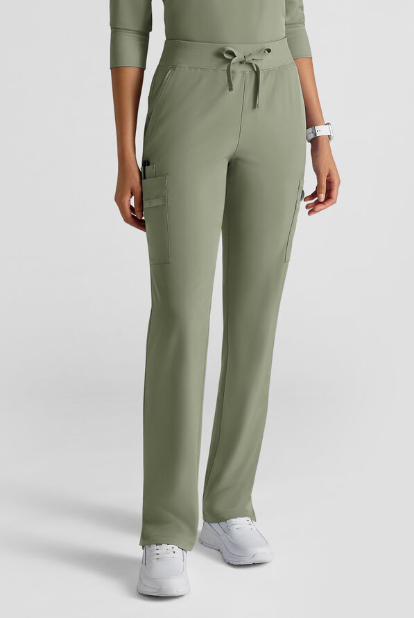 WhisperLite YARA Women's 10-Pocket STRETCH Cargo Straight Leg Scrub Pants - Olive Leaf - 1
