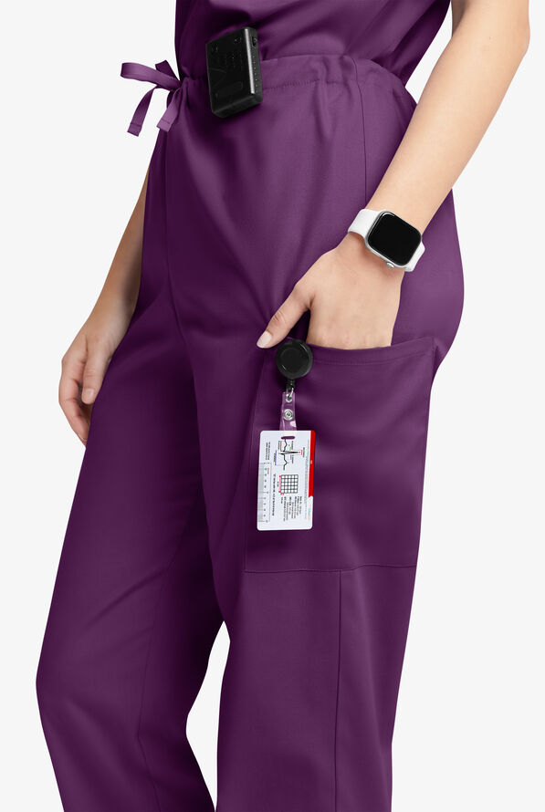 Butter-Soft Originals Unisex 4-Pocket Drawstring Relaxed Straight Leg Scrub Pants - Eggplant - 2