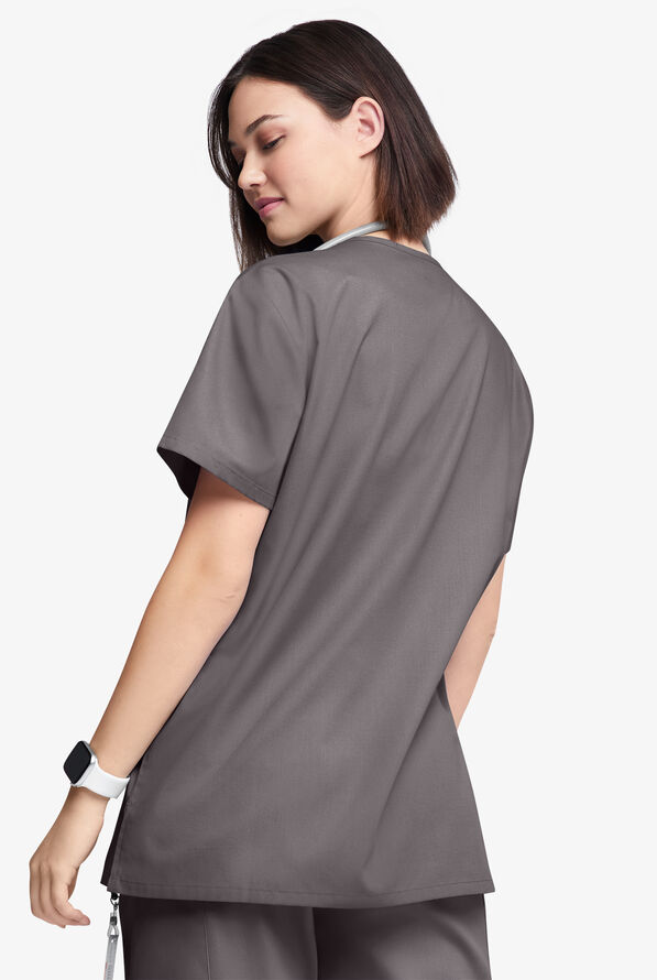 Butter-Soft Originals Unisex 2-Pocket V-Neck Scrub Top - Grey Stone - 3