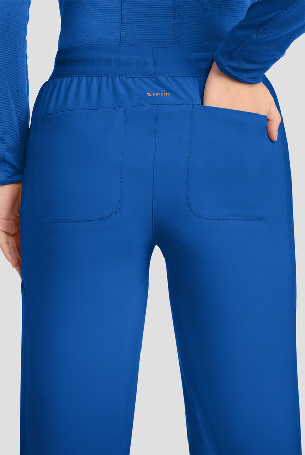Infinity GNR8 Women's 6-Pocket STRETCH High-Rise Wide Leg Scrub Pant - Petite - Royal - 2