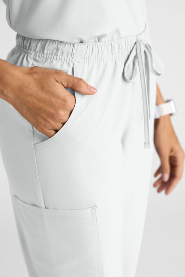 Easy STRETCH Eden Women's 4-Pocket Drawstring Scrub Pants - Petite - White - 6