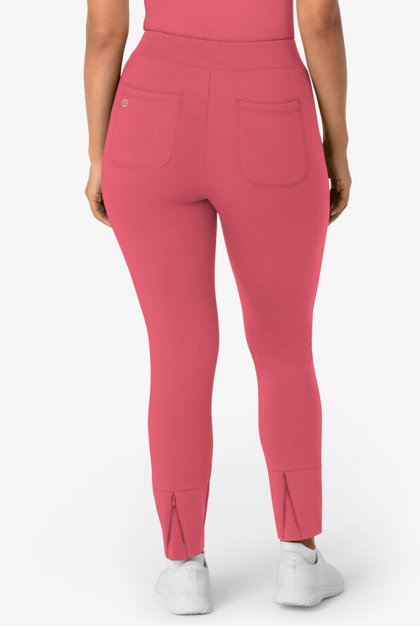 Wink Renew Knit Women's 5-Pocket STRETCH Ankle Zip Track Scrub Pants - Ruby - 2