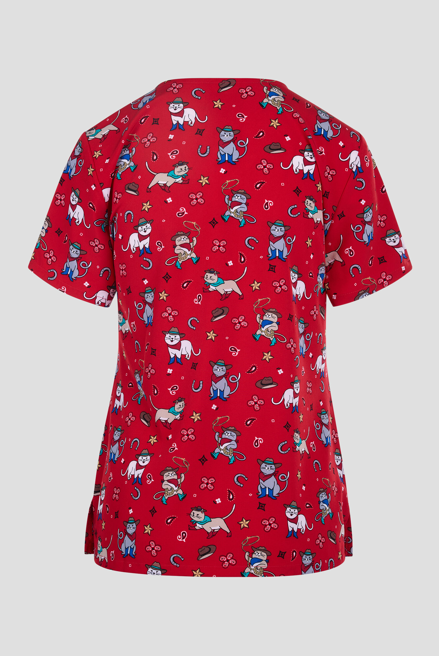 トップス kitty Cherokee Cowgirl Kitty Women's 2-Pocket STRETCH V-Neck Print