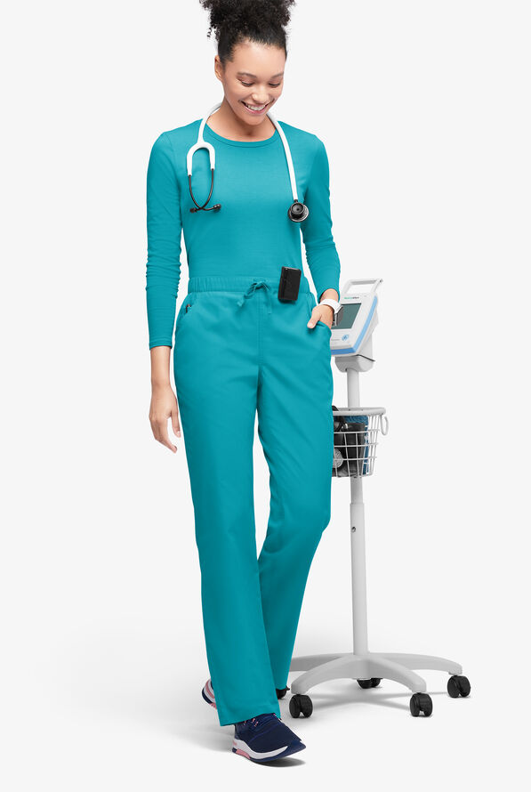 Butter-Soft Originals Women's 5-Pocket Jeans-Style Straight-Leg Scrub Pants - Teal - 4