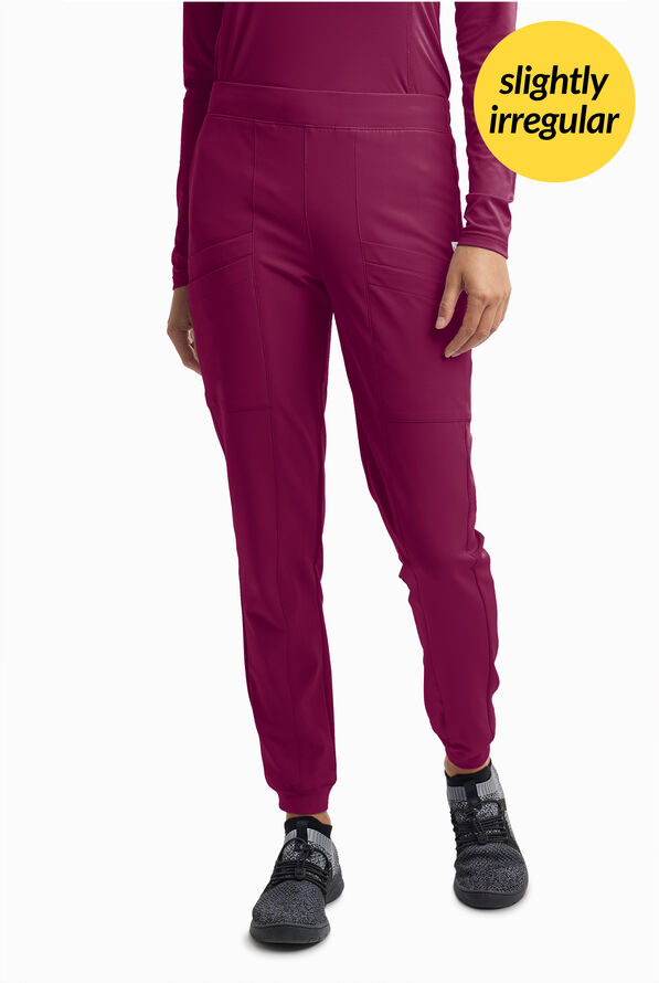 Butter-Soft Women's Cargo 8-Pocket Jogger Scrub Pants **Slightly IRREGULAR**  - Petite - Wine - 1