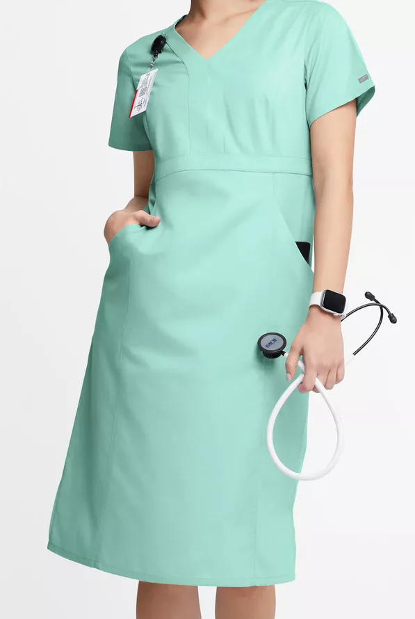 nurse scrub dress Jasmine Scrub Dress Modest & Stylish Ankle-Length Scrub with 5 Pockets Hazel GotYouCovered