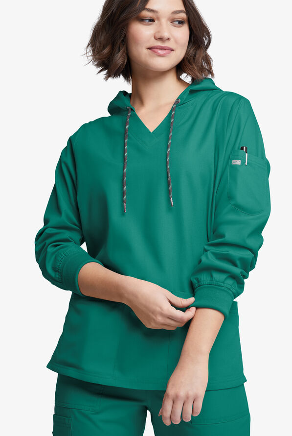 Strictly Scrubs Women's 5-Pocket Long Sleeve Pullover Hoodie - Hunter - 2