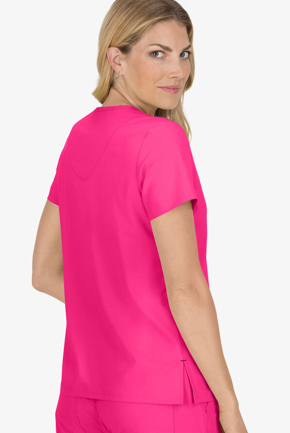 koi Basics Becca Women's 4-Pocket STRETCH V-Neck Scrub Top - Flamingo - 3