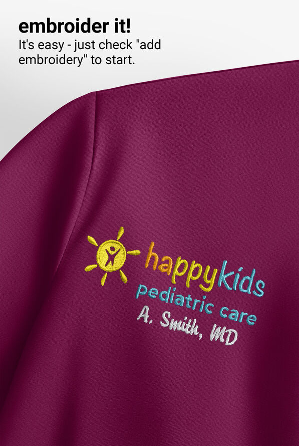 Blusa m&eacute;dica Grey&rsquo;s Anatomy Spandex STRETCH con cuello en V y 4 bolsillos para mujer - Wine - 5