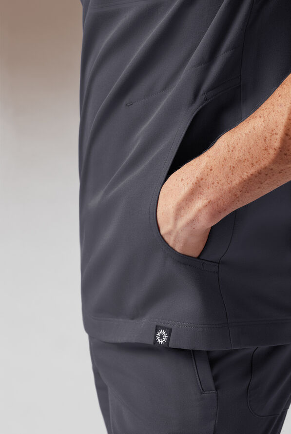 Hypothesis System 3 Men's 3-Pocket V-Neck Scrub Top - Pewter - 4