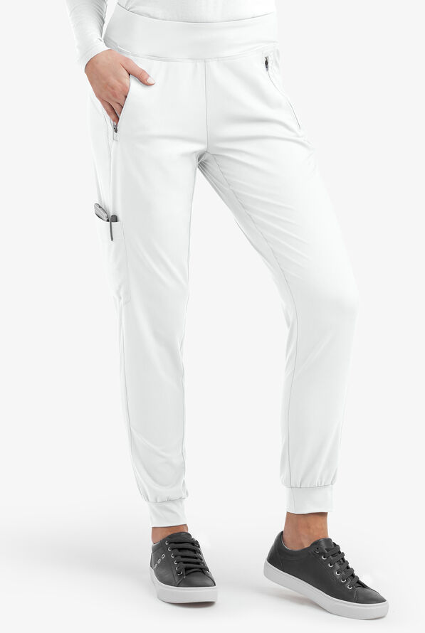 Healing Hands Purple Label Tara Women's 6-Pocket STRETCH Jogger Cargo Scrub Pants - White - 1