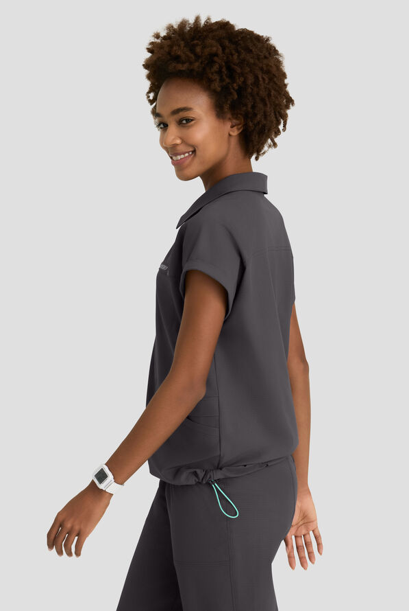 Blusa m&eacute;dica Skechers by Barco MotionTech Charlie STRETCH con mangas dolm&aacute;n y 3 bolsillos para mujer - Pewter - 5