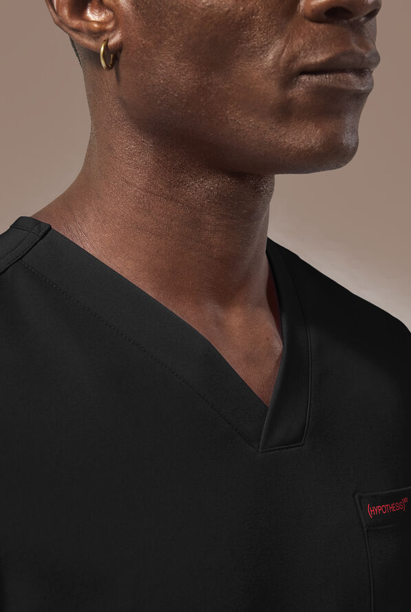 Hypothesis (RED) Omni V Men's 1-Pocket Tuck In V-Neck Scrub Top - Jet Black - 6