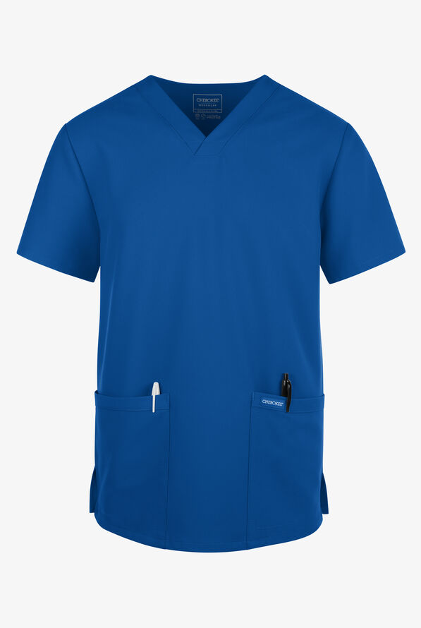 Cherokee Workwear Originals Ultra Men's 2-Pocket V-Neck Scrub Top - Royal - 1