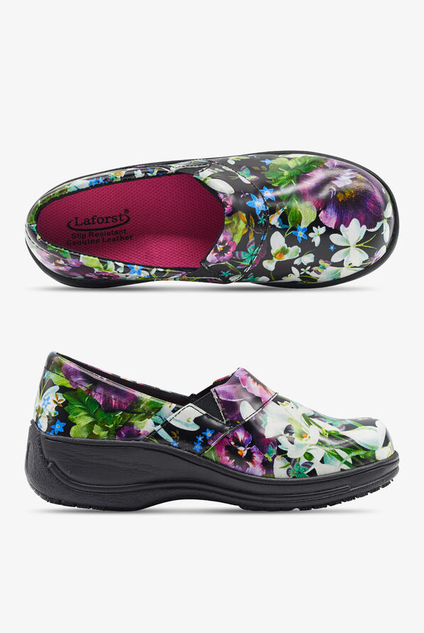 Laforst Rachel Purple Flower Women's Nursing Shoes Nursing Clogs