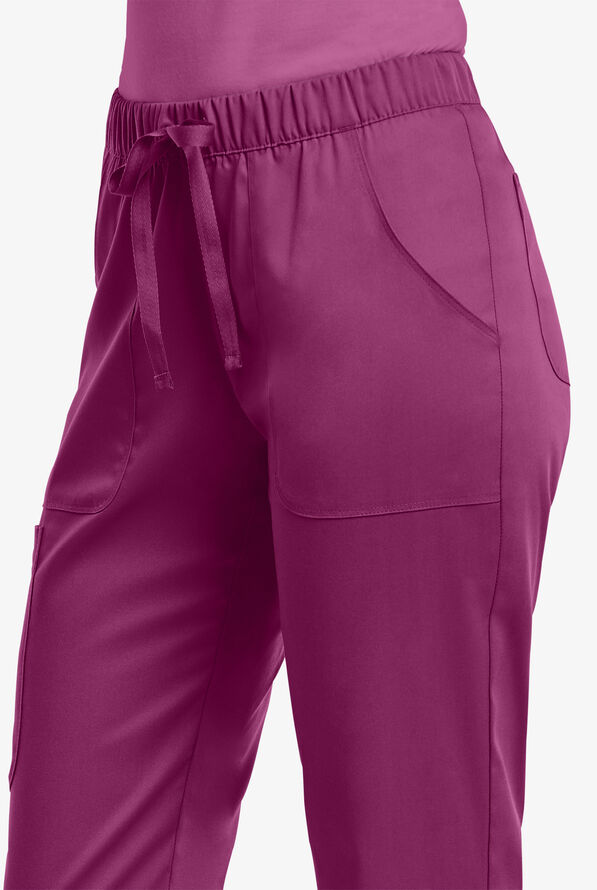 Pantalón médico Maevn Matrix STRETCH petite estilo cargo con cintura elástica y 5 bolsillos para mujer - Hollyhock - 2