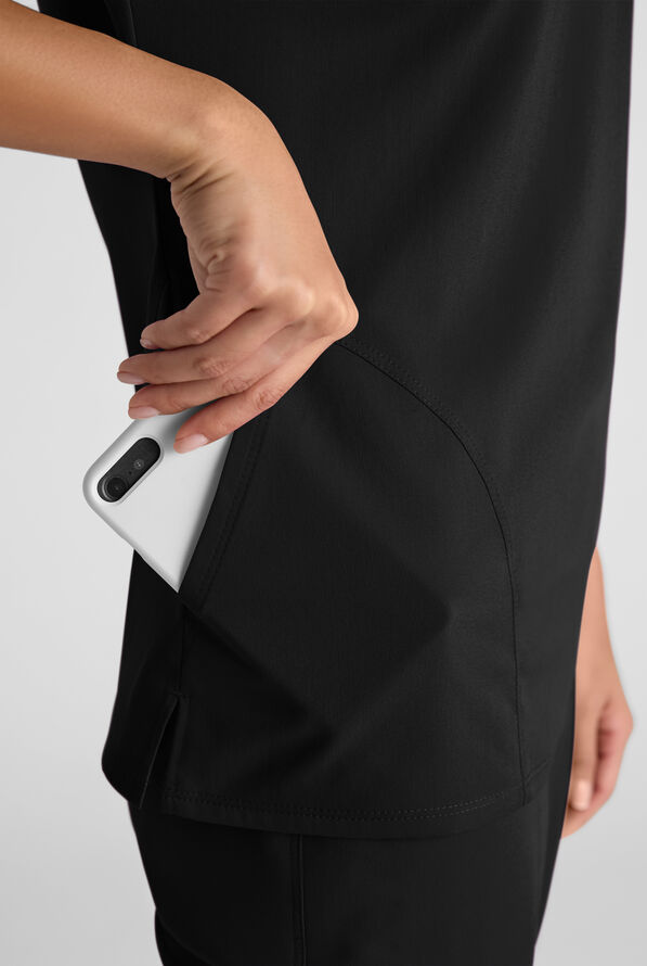 Grey's Anatomy by Barco Emerge Brylyn Women's 2-Pocket STRETCH Dolman Sleeve V-Neck Scrub Top - Black - 5