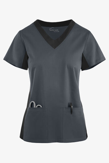 Blusa médica UA Butter-Soft STRETCH a la moda con 2 bolsillos para mujer