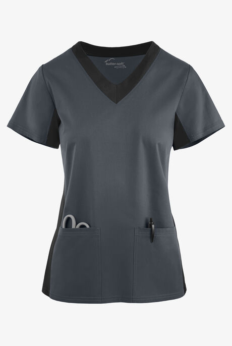 Butter-Soft STRETCH Women's 3-Pocket Contrast Scrub Top