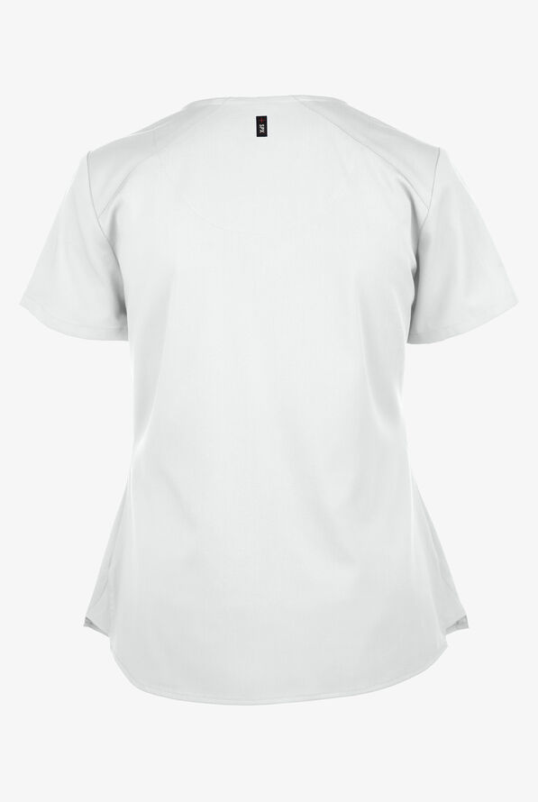 Blusa m&eacute;dica Grey&rsquo;s Anatomy Spandex STRETCH con cuello en V y 4 bolsillos para mujer - White - 3