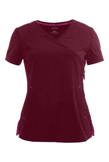 Blusa m&eacute;dica koi Lite&trade; Philosophy STRETCH estilo cruzado con 3 bolsillos y cremallera para mujer