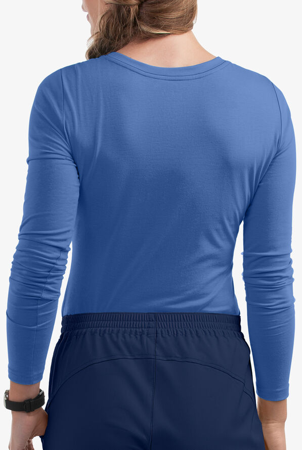 Healing Hands Melissa Women's STRETCH Long Sleeve Knit Underscrub - Ceil Blue - 3