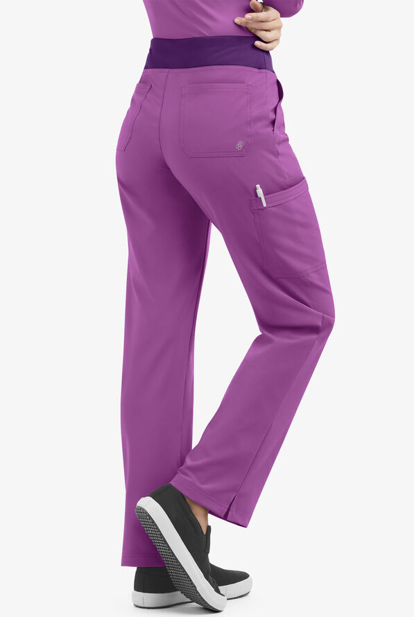 Pantalón médico Easy STRETCH tall Sienna estilo yoga con 5 bolsillos para mujer - Purple Swirl/Eggplant - 2