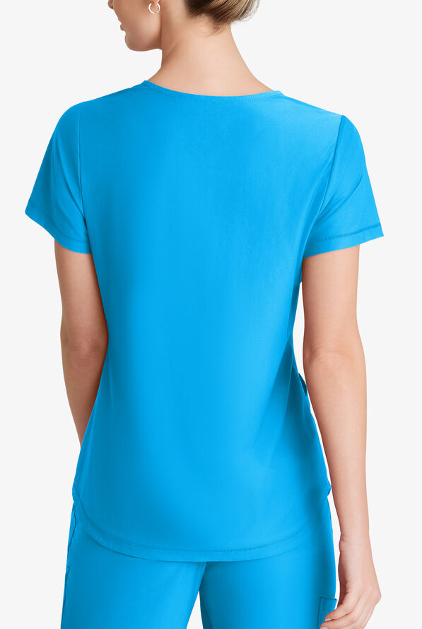 Skechers by Barco Slip-ins Serene Women's 3-Pocket STRETCH Gusset V-Neck Scrub Top - Bold Azure - 2