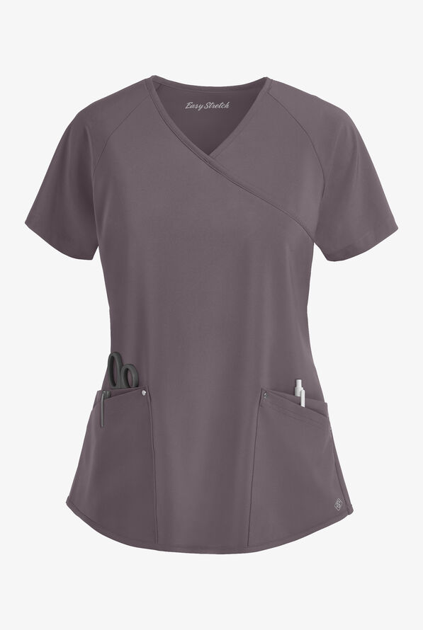 Blusa m&eacute;dica Easy STRETCH Cara con mangas ragl&aacute;n y 4 bolsillos para mujer - Grey Stone - 1