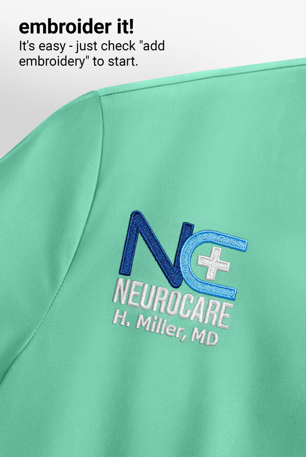 Blusa m&eacute;dica EASY STRETCH Kylie con detalle entrecruzado y 5 bolsillos para mujer - Jade Mint - 9