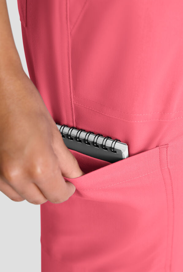 Butter-Soft STRETCH FLXTEK+ Women's 8-Pocket Straight Leg Cargo Scrub Pants - Petite - Rouge Rose - 5