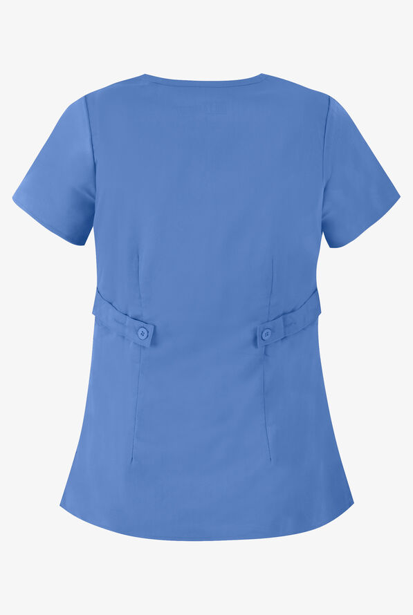 Grey's Anatomy by Barco Riley Women's 3-Pocket Modern Fit Mock Wrap Scrub Top - Ceil Blue - 3