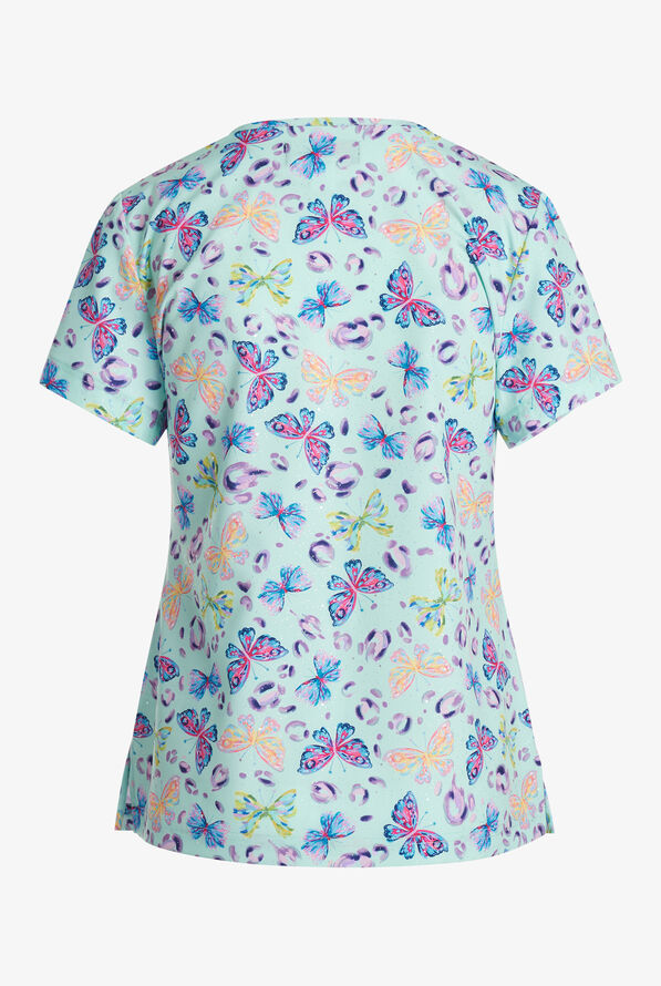 koi Lite Fashionflies Women's 2-Pocket V-Neck Print Scrub Top - null - 2